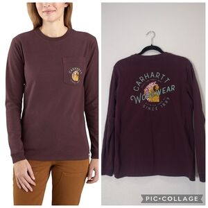 Carhartt Maroon Long Sleeve Rosie the Riveter Graphic Crewneck T-Shirt Size M